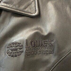 Black leather jacket, Lowe's Motor Speedway logo, size large